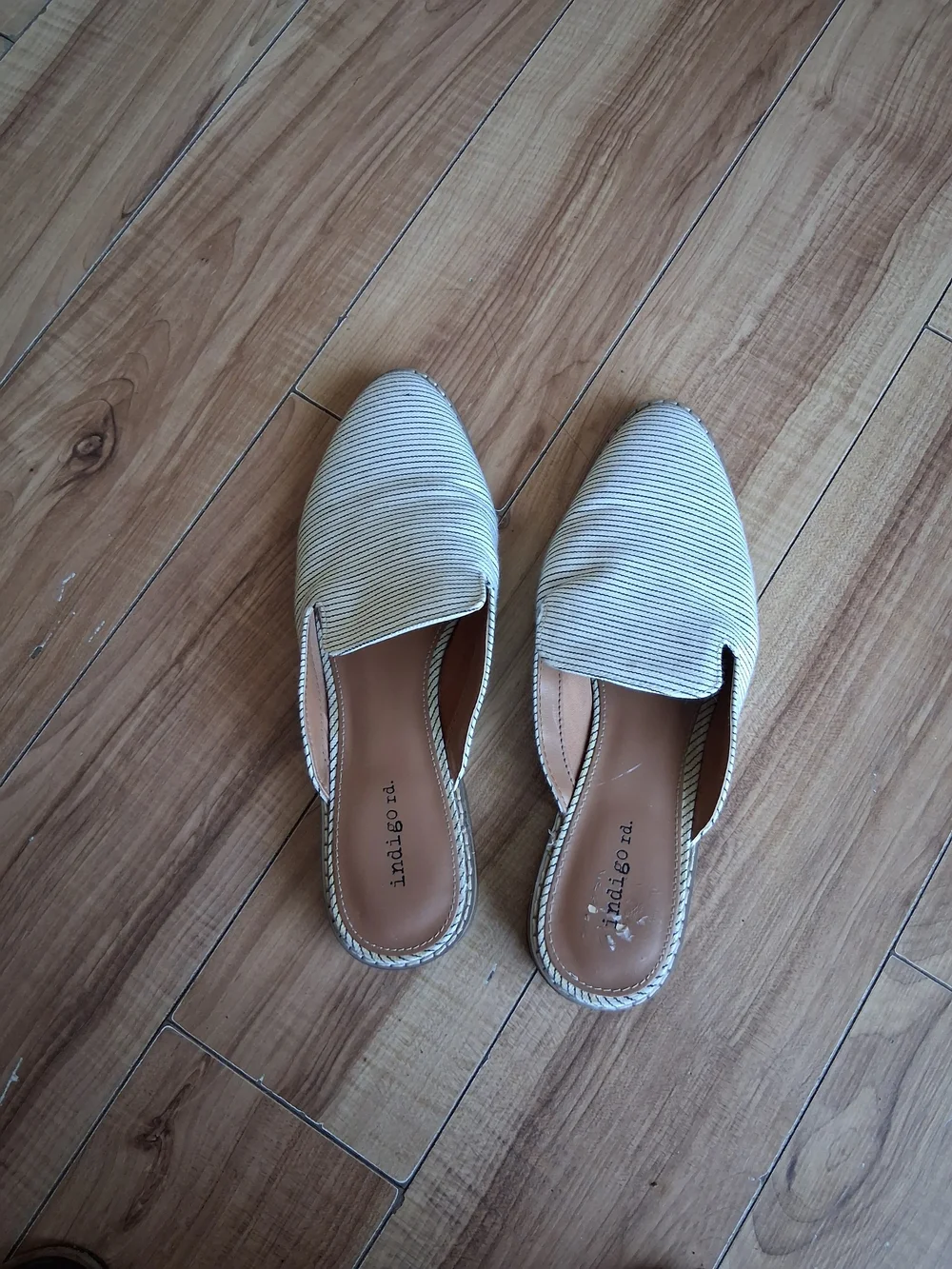 Lauren Ralph Lauren Cream and Navy Striped Slip-On Mules